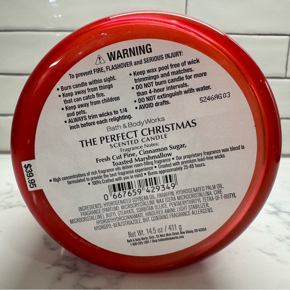 Bath and Body Works The Perfect Christmas Decorative Bow Lid 3 Wick Candle 2025 - Picture 5 of 8